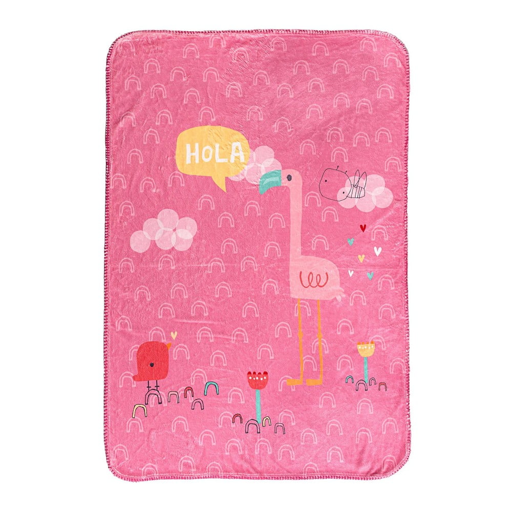 Różowy koc dziecięcy z mikrowłókna 140x110 cm Hola – Moshi Moshi