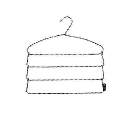 Brabantia - Wieszak na Spodnie - Powłoka z Tkaniny Antypoślizgowej - 4 Sztuki na 1 Wieszaku - Oszczędza Miejsce - Miękki Dotyk - Niezbędny - Black/White - 42.5 x 41.5 x 1.5 cm