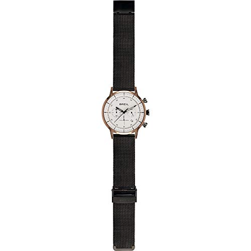 Breil Zegarek SIX.3.Kolekcja dziewięć mechanizm kwarcowy Chrono i skórzana siatka dla mężczyzn UK, Różowe złoto - biało-czarny, Jeden rozmiar, Pasek.