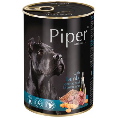 Dolina Noteci PIPER PŁUCA JAGNIĘCE Z MARCHEWKĄ I RYŻEM BRĄZOWYM 400G 400G PIPPJ