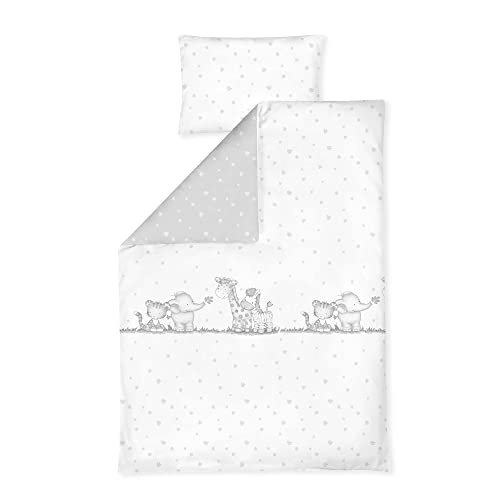 Julius Zöllner Pościel dziecięca 100% bawełna, Standard 100 by OEKO-TEX, made in Germany, rozmiar 100 x 135 + 40 x 60 cm, banda dżungli