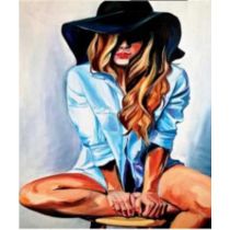 Norimpex Diamentowa mozaika Kobieta w koszuli i kapeluszu 30x40cm 1006441