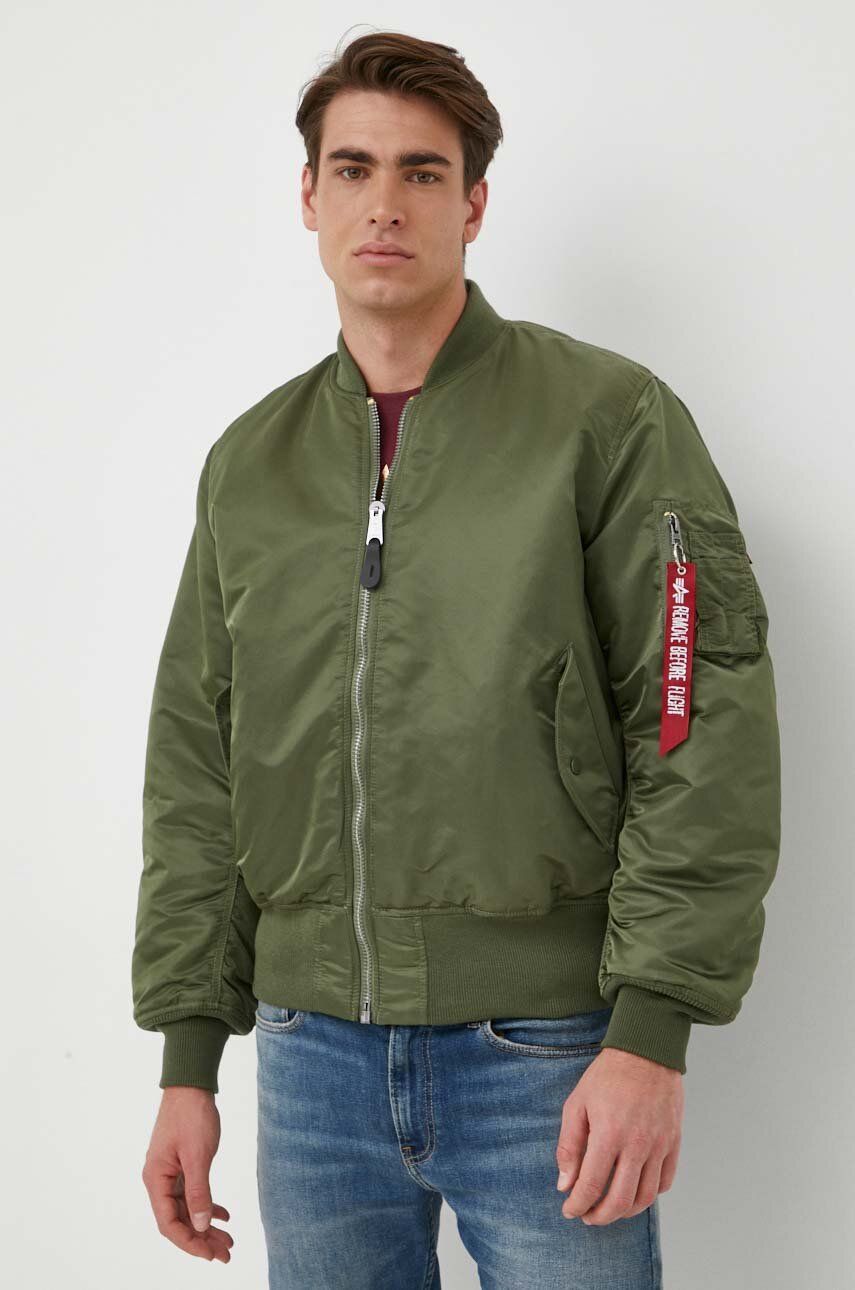 Alpha Industries kurtka bomber dwustronna męska kolor zielony przejściowa