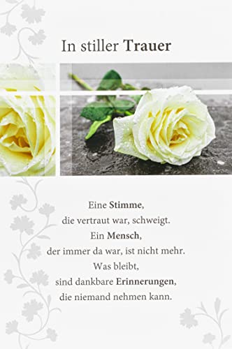 bsb Karta kondolencyjna na pogrzeb, biała róża, z kopertą