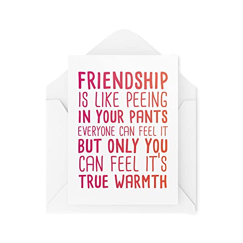 Karty przyjaźni - kartka urodzinowa - 'Friendship Is Like Peeing In Your Pants - Żart banter Bestie Best Friends Colleague Work - CBH1602