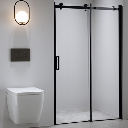 Czarne drzwi prysznicowe do wnęki 115-120 cm rozsuwane SH03DB szkło 8 mm