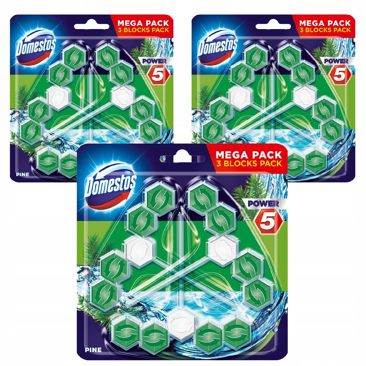 Domestos 3x Kostka Wc zawieszka Power5 3x55 Zestaw