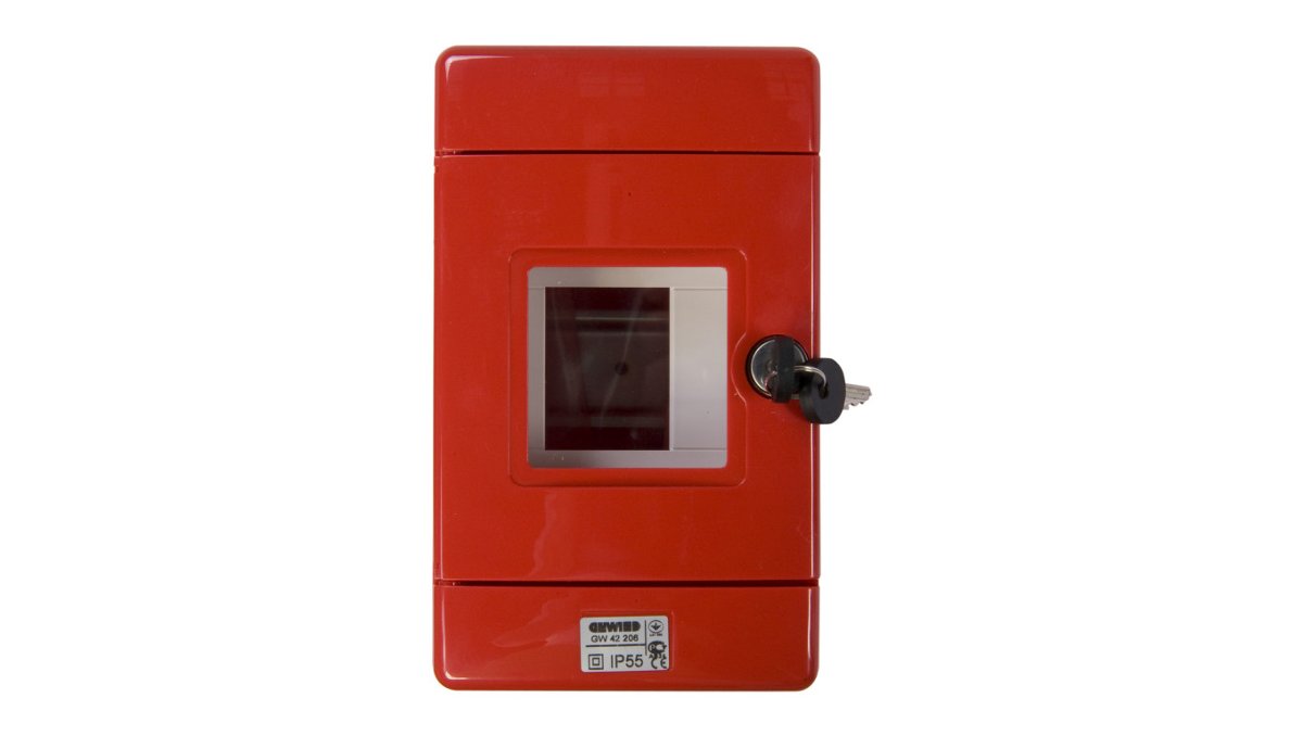 gewiss Szafka do wyłącznika p.poż. 1x4 moduły natynkowa czerwona 42 RV GW42206 GW42206
