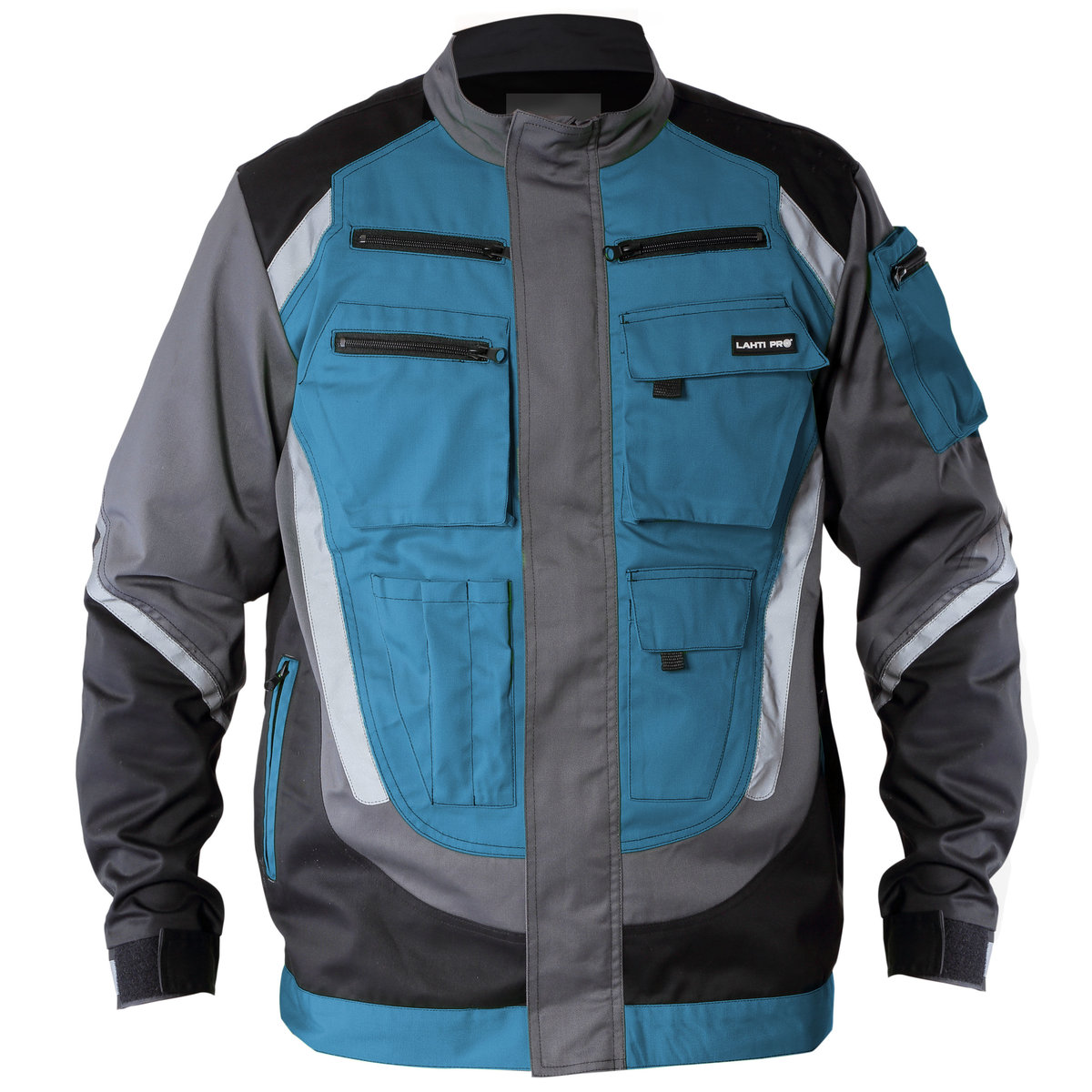 LAHTI PRO BLUZA OCHRONNA CZARNO-SZARO-TURKUSOWA Z PASAMI ODBL. 2XL