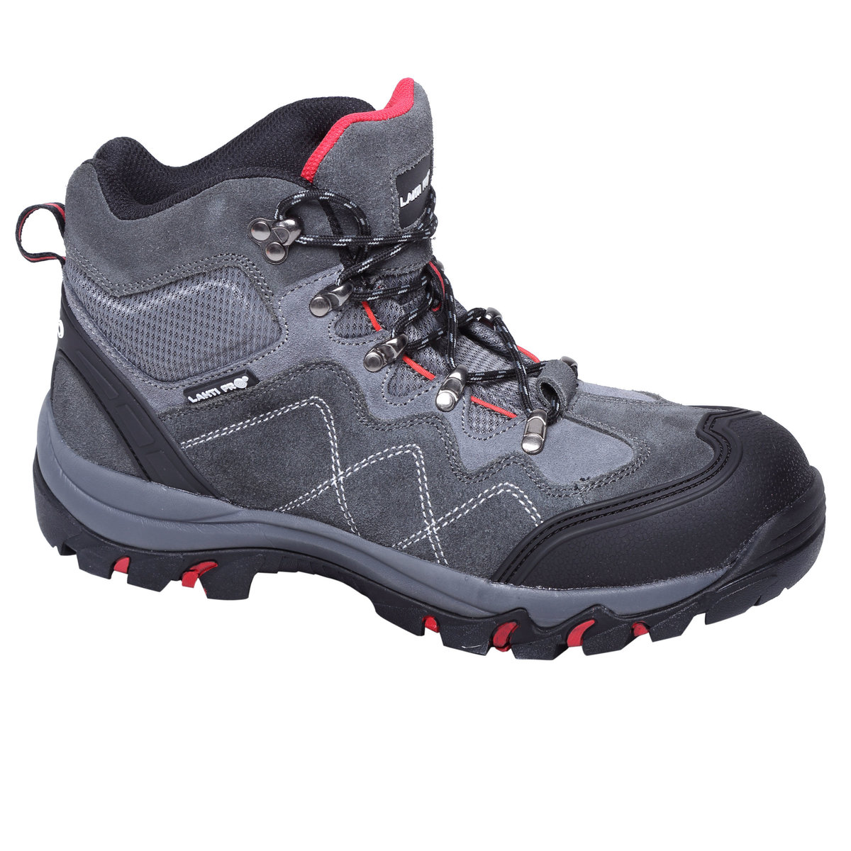 LAHTI PRO Trzewiki zamszowe szaro czerwone S1P SRA rozmiar 39 L3011039 LPL3011039