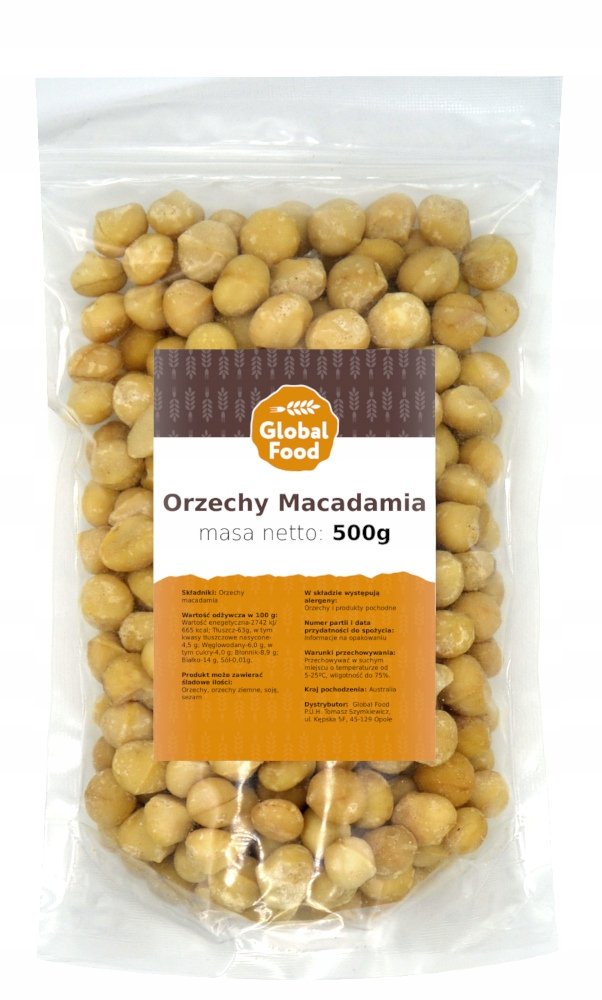 Orzechy Makadamia Orzech Macadamia Global Food 500G