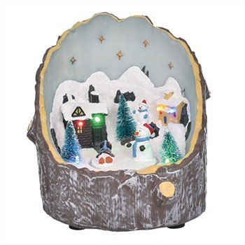 JUMI Scena bożonarodzeniowa LED i muzyką - lodowisko, bałwanek i pingwin na baterie 3AA (nie zawiera)