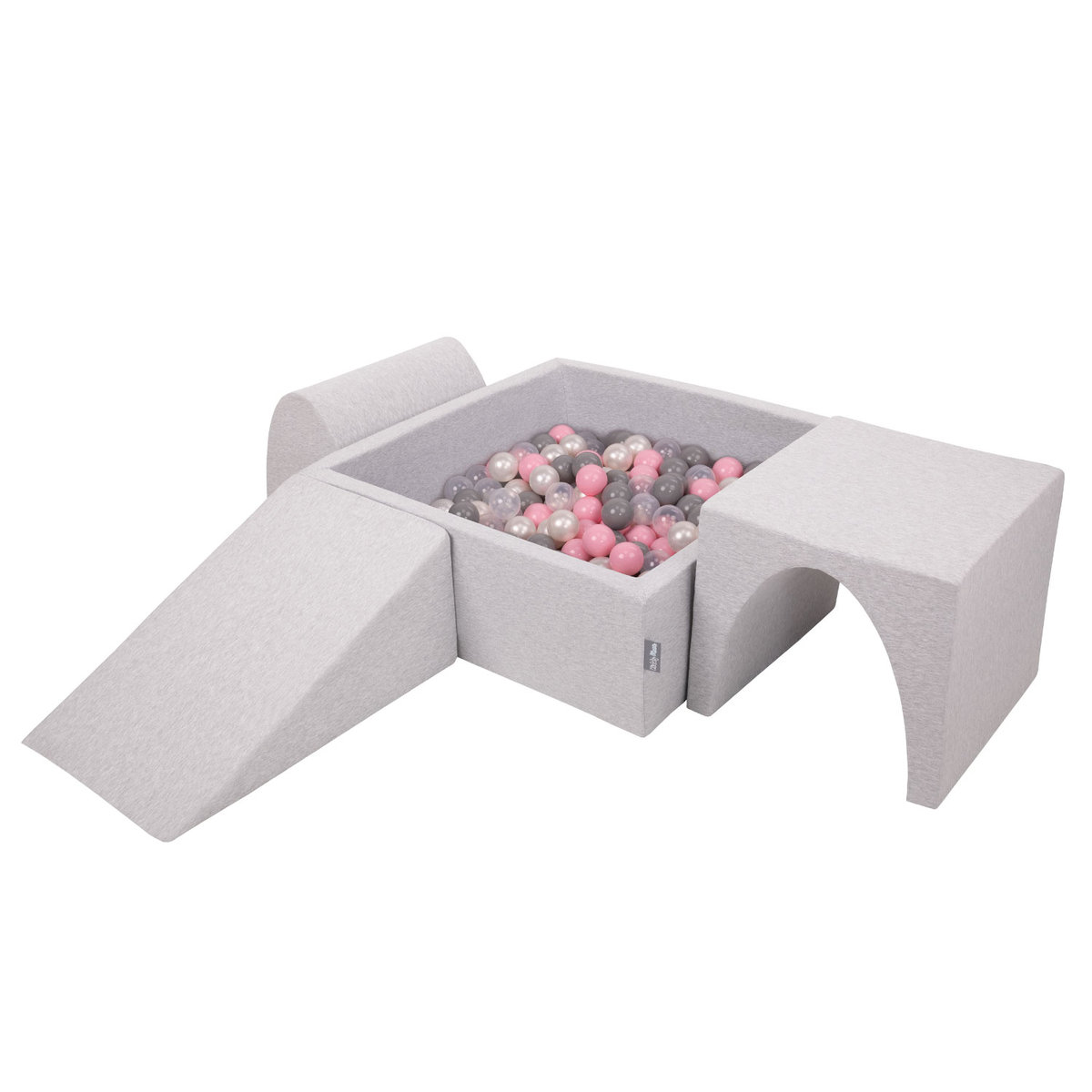 Piankowy plac zabaw KiddyMoon z kwadratowym basenem do gry w piłkę (200 piłek ∅ 7 cm/2,75 cala) z miękkimi przeszkodami i basenem z piłkami, certyfi..