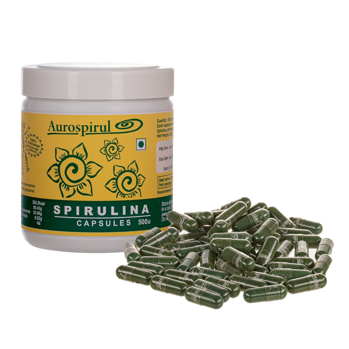 AUROSPIRUL Spirulina w kapsułkach Aurospirul 500 kapsułek