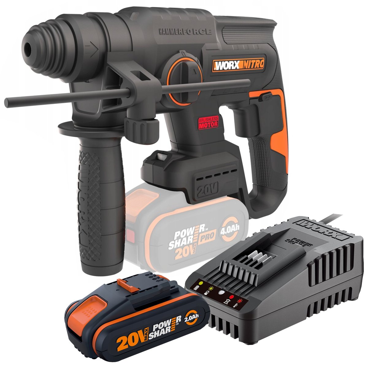 Młotowiertarka WORX WX381.9 + Akumulator Ładowarka