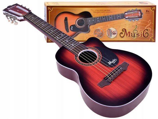 Gitara plastikowa dla dzieci zabawka 6 strun ciemna