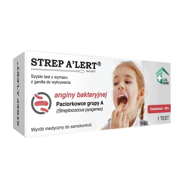 ZBADAJSIE SP. Z O.O. ZBADAJSIE SP Z O.O Strep Alert Test na anginę bakteryjną wymaz z gardła na paciorkowce) 1 sztuka