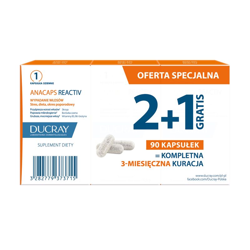 DUCRAY ANACAPS Reactiv, 3x30kapsułek