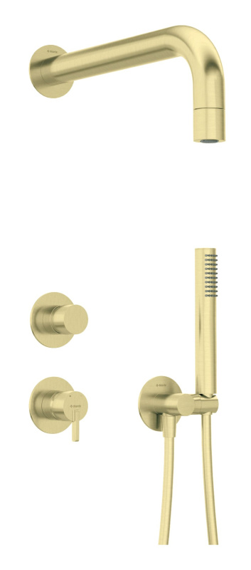 Deante Silia Zestaw prysznicowy podtynkowy z deszczownicą złoto szczotkowane NQSR9XK
