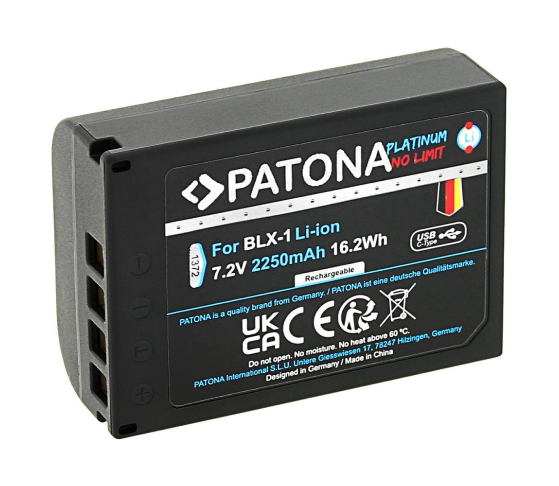 PATONA - Bateria Olympus BLX-1 2250mAh Li-Ion Platinum Ładowanie przez USB-C