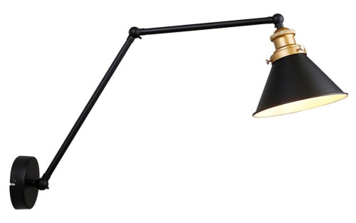 FUNDO LAMPA KINKIET CZARNY+ZŁOTY 1X40 E27 KLOSZ CZARNY