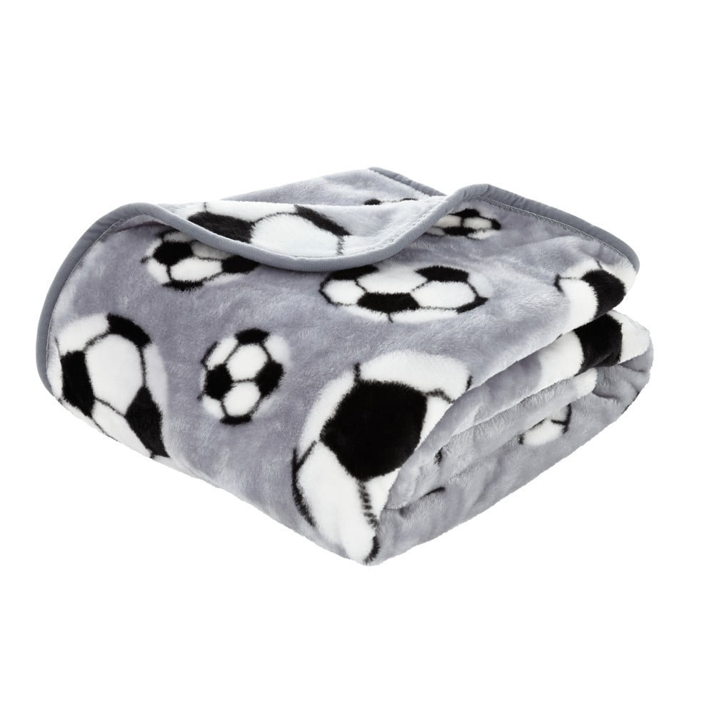 Szary koc dziecięcy 150x120 cm Football – Catherine Lansfield