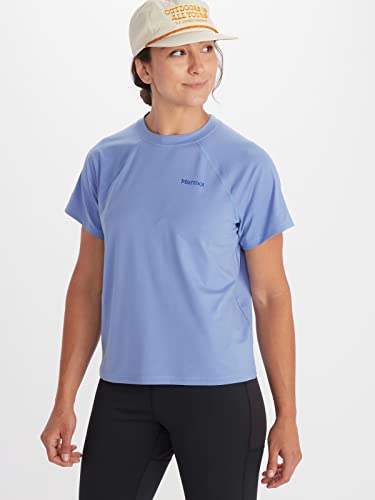 Marmot Damska koszulka funkcyjna Wm's Windridge SS, oddychająca koszulka funkcyjna z krótkim rękawem, szybkoschnąca koszulka do fitnessu, Getaway Blue, XS