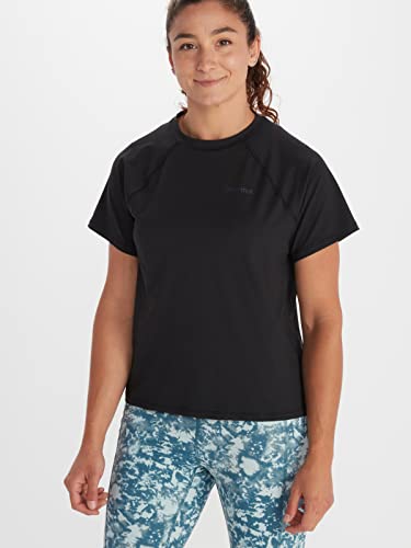 Marmot Damska koszulka Wm's Windridge SS, oddychająca koszulka funkcyjna, koszulka sportowa z krótkim rękawem, szybkoschnąca koszulka fitness, czarna, M