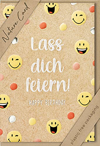 Kartka urodzinowa Nature Card Handmade - Smiley 11,6 x 16,6 cm