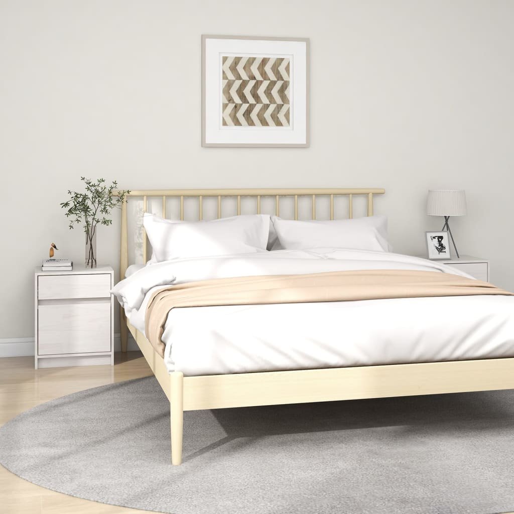 shumee shumee Szafki nocne 2 szt. białe 40x31x50 cm lite drewno sosnowe