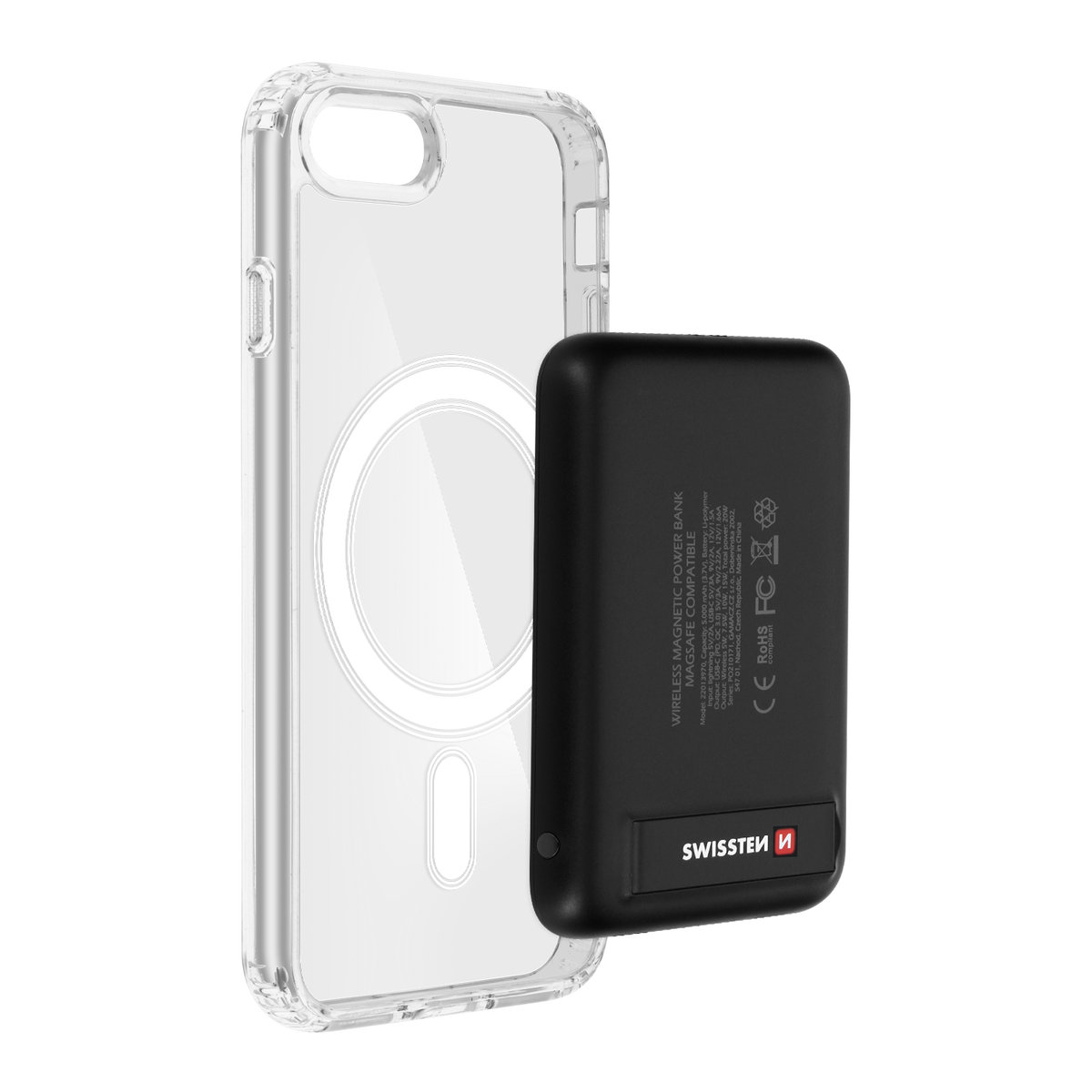 Etui na iPhone 8/ SE 2020 /2022 i Powerbank 5000 mAh Magsafe Swissten Clear