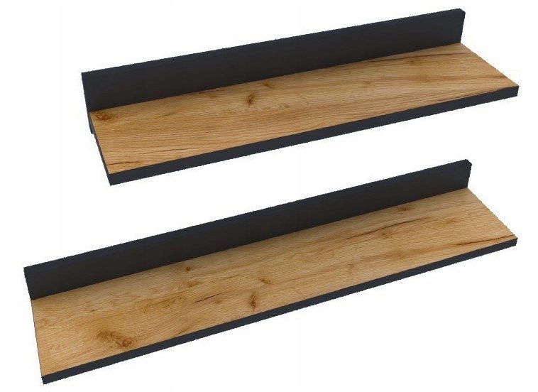 zestaw 2 półka LOFT dąb z czarna listwa 80x15