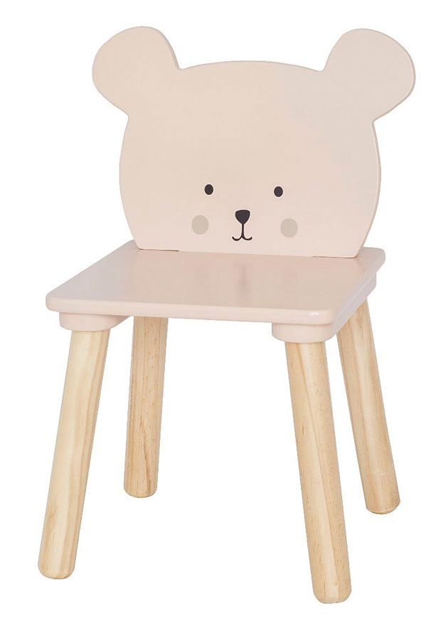 Drewniane krzesełko dziecięce beżowy miś C6-G30