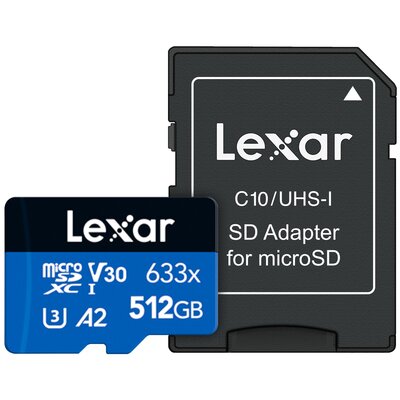 Lexar 512GB microSDXC High-Performance 633x UHS-I A2 V30 (LSDMI512BB633A)