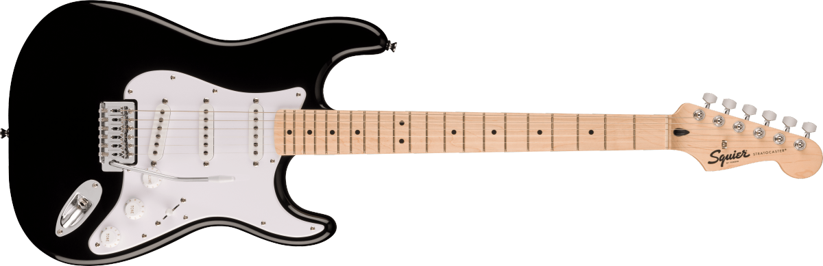 Squier Sonic Stratocaster Maple Fingerboard White Pickguard Black