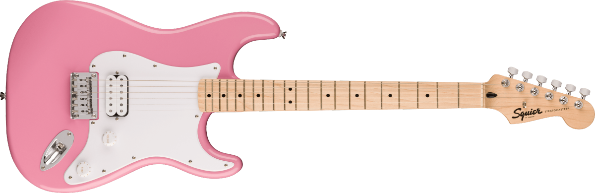 Squier Sonic Stratocaster HT H Maple Fingerboard White Pickguard Flash Pink