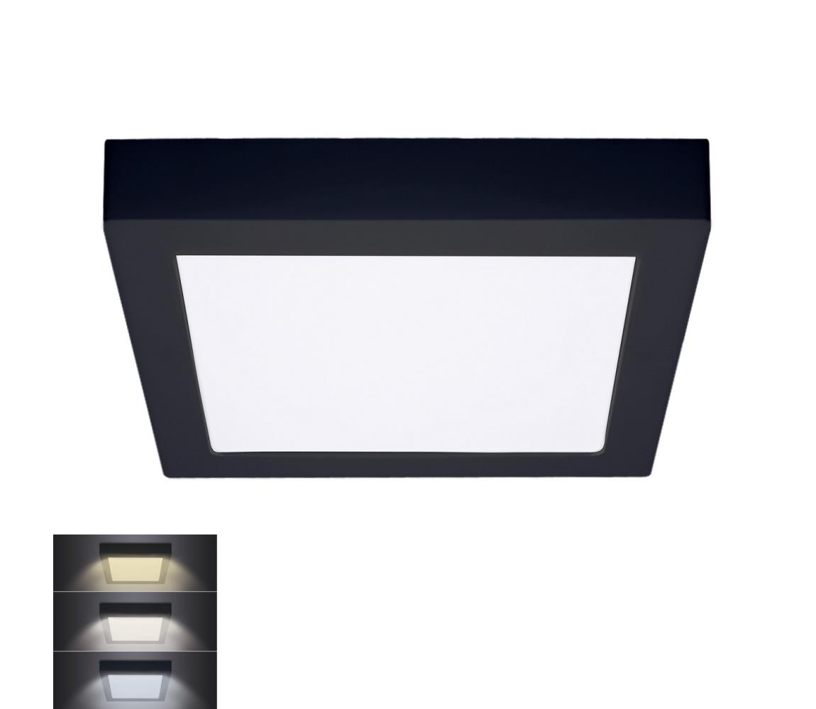 Solight WD173-B- LED Plafon LED/18W/230V 3000/4000/6000K czarny kwadratowy