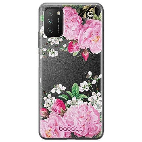 ERT GROUP etui na telefon Xiaomi REDMI 9T/ POCO M3, case oryginalny i oficjalnie licencjonowany przez Babaco, wzór Flowers 046, optymalnie dopasowane, plecki z TPU częściowo przeźroczyste