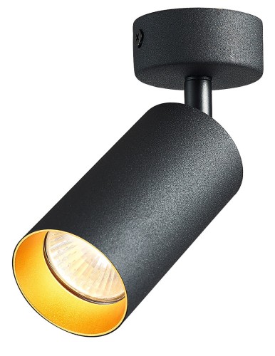 LVT OPRAWA HALOGENOWA ERIS GOLD X1 ŚCIENNO-SUFITOWA CZARNA LAMPA-3289