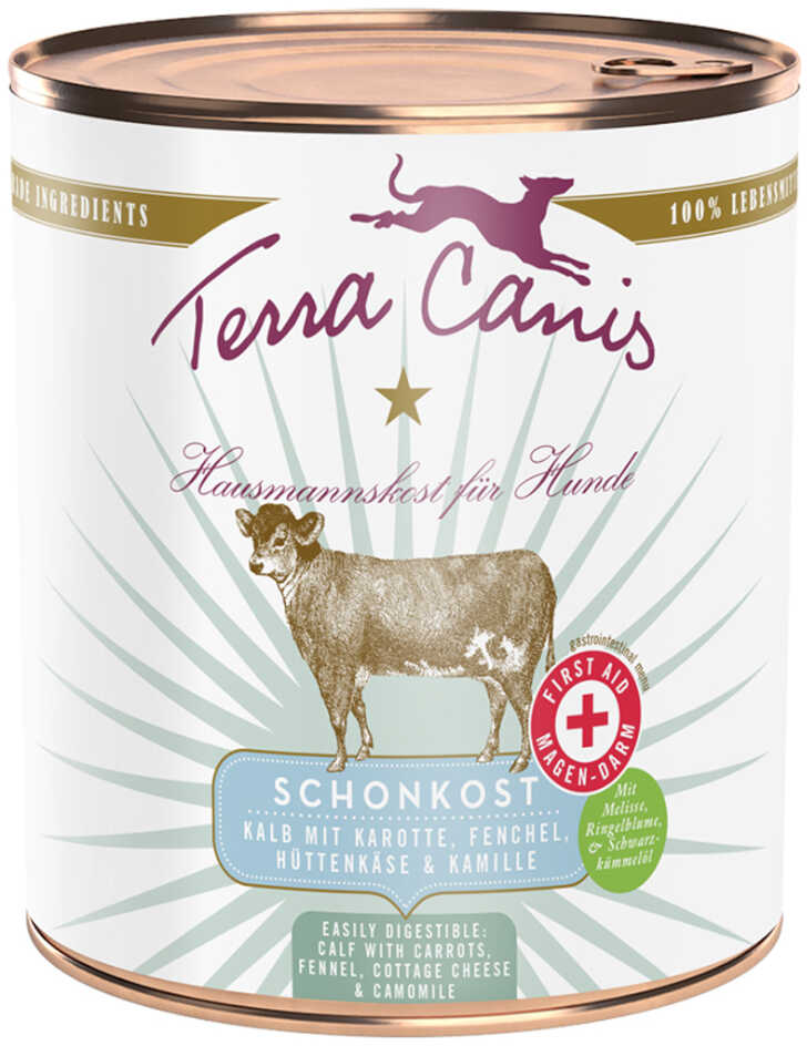 Terra Canis First Aid Schonkost, 6 x 800 g - Cielęcina z marchwią, fenkułem, twarogiem i rumiankiem