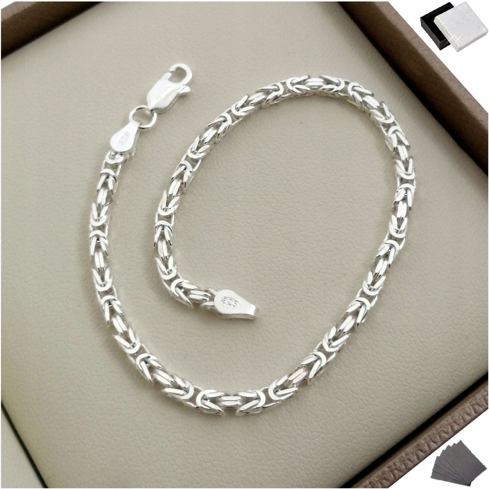 Srebrna Bransoletka Splot Królewski 19CM Próba 925