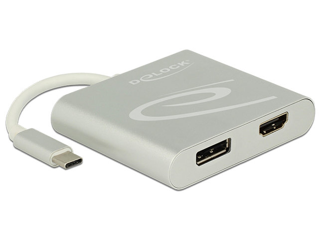 Delock Splitter video USB-C > HDMI + DisplayPort czarny (87716)
