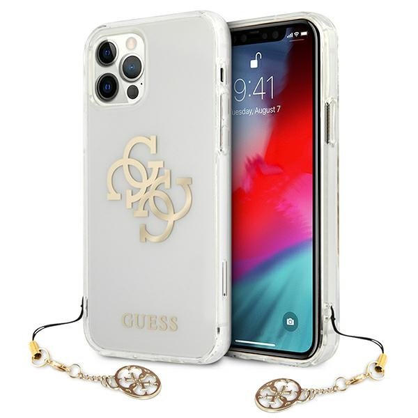 Guess 4G Big Logo Charm - Etui iPhone 12 / iPhone 12 Pro złoty charms GUHCP12MKS4GGO