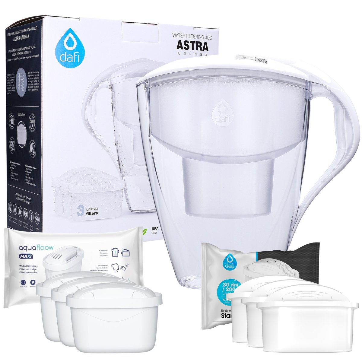 Dzbanek DAFI ASTRA 3l + 3x Filtr Unimax + 3x AF