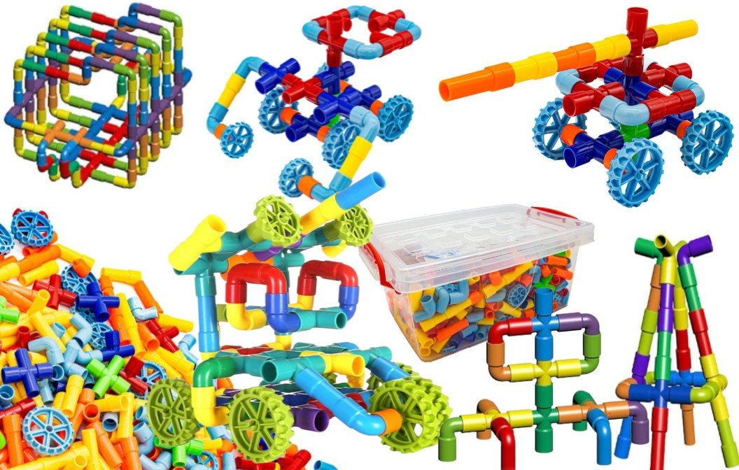 Klocki konstrukcyjne RURY SKRZYNKA 340e dla dzieci