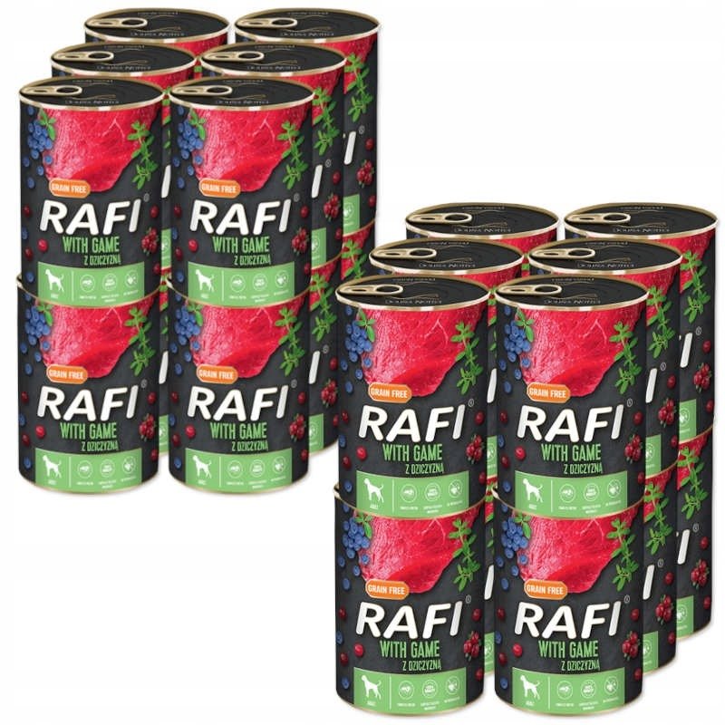 Rafi Adult, 24 x 400 g - Z dziczyzną, jagodami i żurawiną