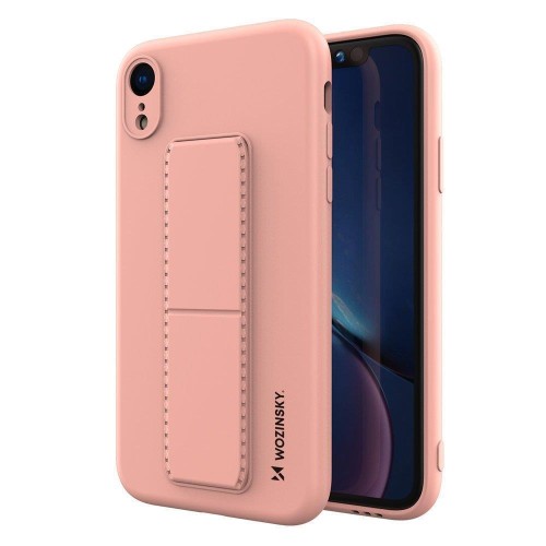 Wozinsky Kickstand Case elastyczne silikonowe etui z podstawką iPhone XR różowy
