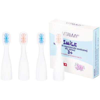 Vitammy Główki do SMILE MiniMini+ 4 sztuki Główki do szczoteczki sonicznej do zębów dla dzieci 3+ TOW017601