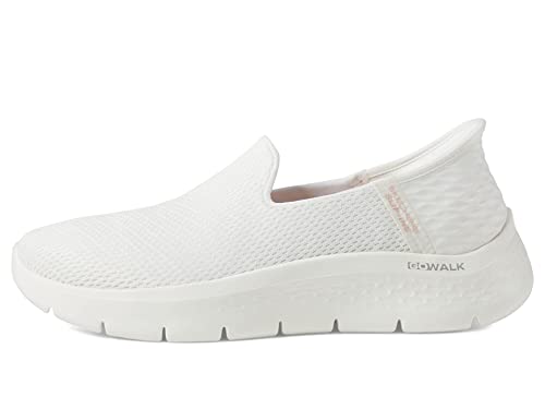 Skechers Damskie kapcie Go Walk Flex, białe wykończenie z materiału/wykończenia, 6,5 UK, Wykończenie z białego materiału, 39.5 EU