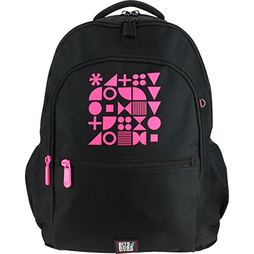 Grafoplás | Plecak szkolny, Bits&Bobs Pop and Design Fuksja Fluor, Trzy przegrody, Kieszeń Przednia, Wyściełana komora na notebooka, Wzmocniona podstawa, 33x46x22,5cm, czarny, L, Casual